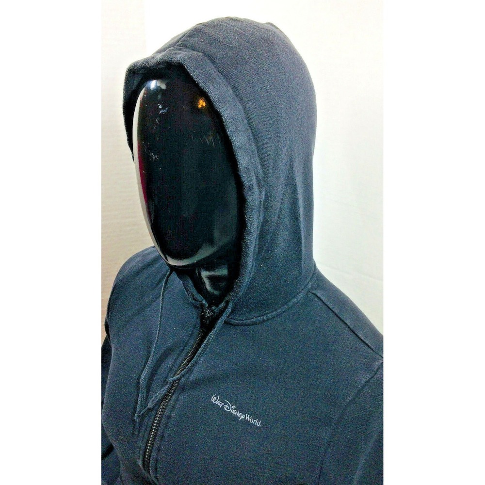 WALT DISNEY Youth Size L Black Sweater DisneyLand Resorts World Hoodie Full Zip - Picture 3 of 7